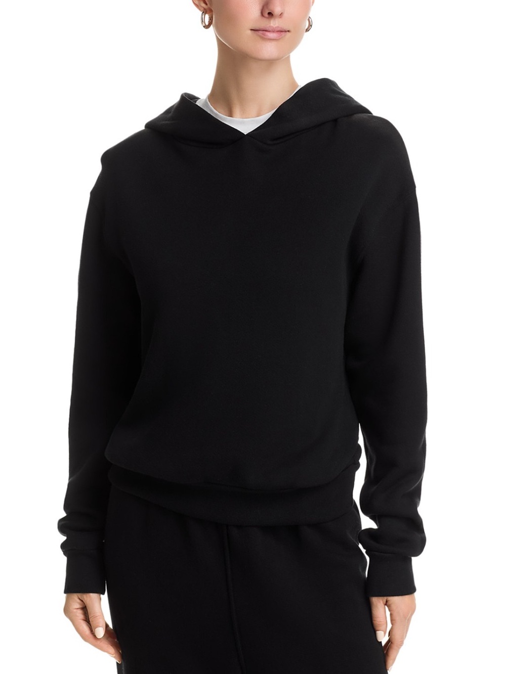 NWT PerfectWhiteTee Heart Fleece Pullover Hoodie True Black Size S